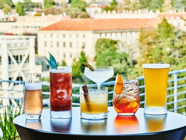 Cocktails on rooftop table